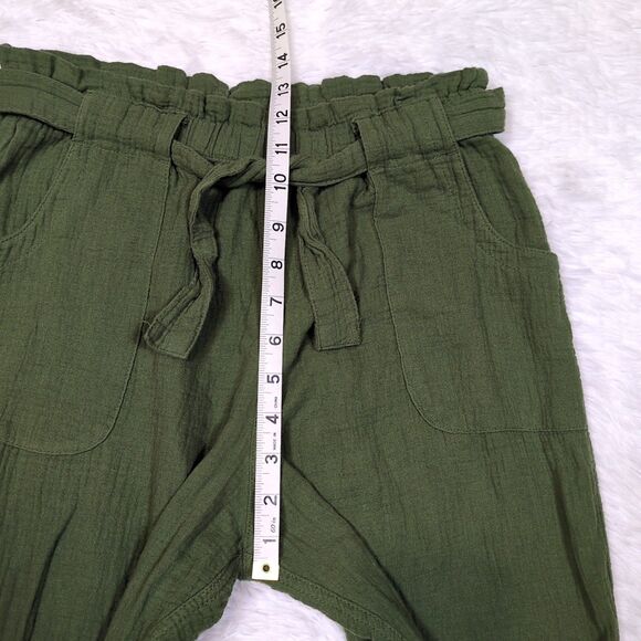 Lot 2 Cat & Jack Girls XL Cotton Gauze Jogger Pants Gray Green Tie Waist Pockets - Picture 7 of 13